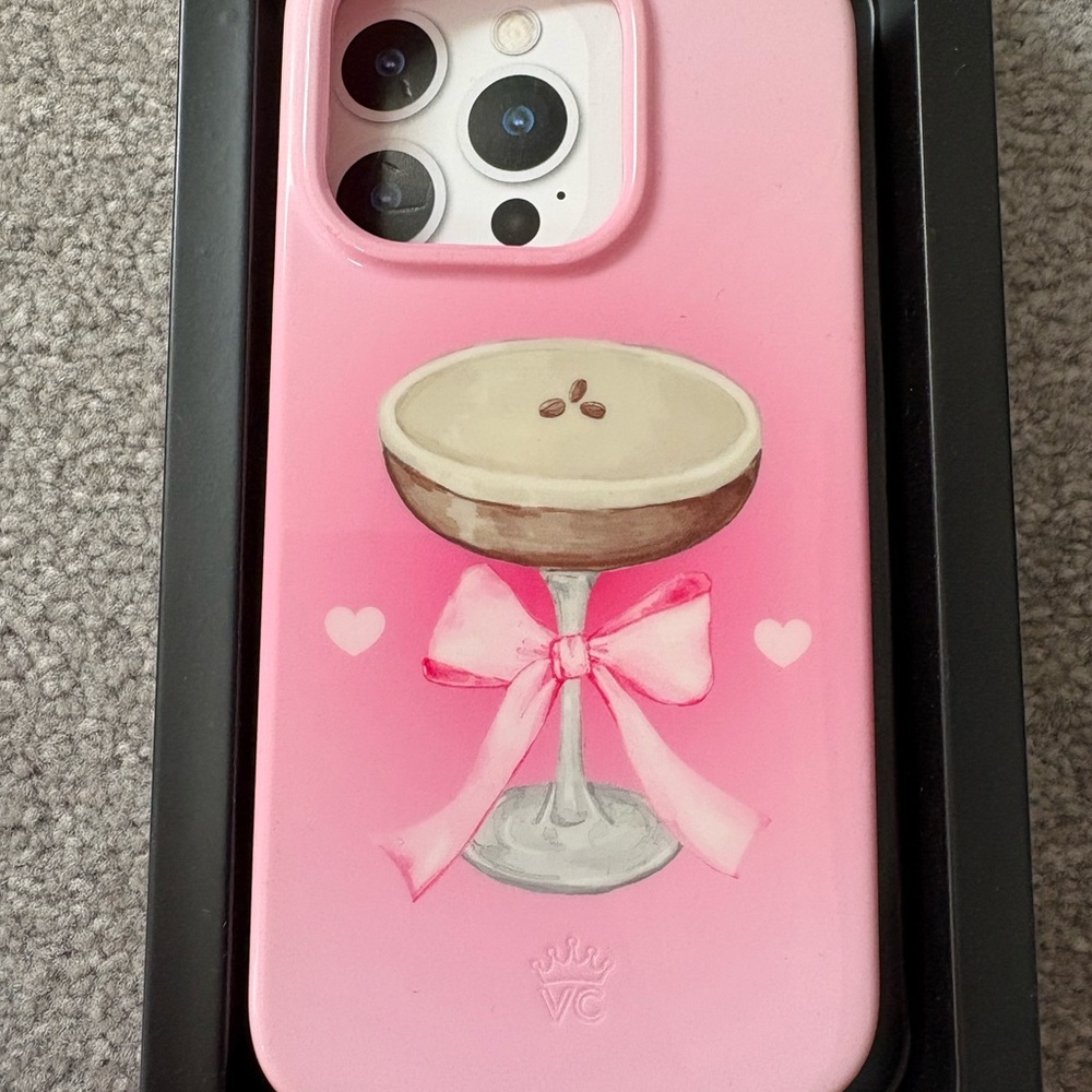 Velvet Caviar Pink Cocktail Glass Phone Case with Bow